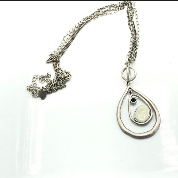 LIA SOPHIA SILVER TONE 2 STRAND RESIN 16"-19" NECKLACE NWT - Picture 4 of 5